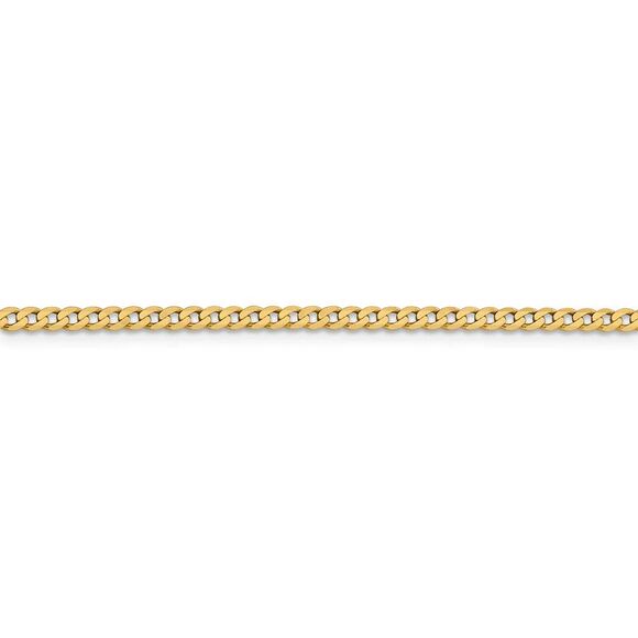 2.3mm 14k Yellow Gold Beveled Solid Curb Chain Necklace, 20 Inch